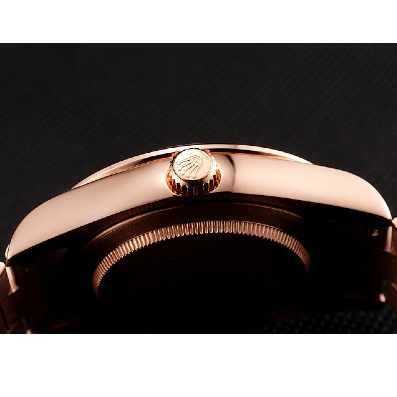 Aaa replica watch Bracelet Rolex 1454102 And Swiss Gold Rose Rubies Diamonds Dial Black Day-Date 0602